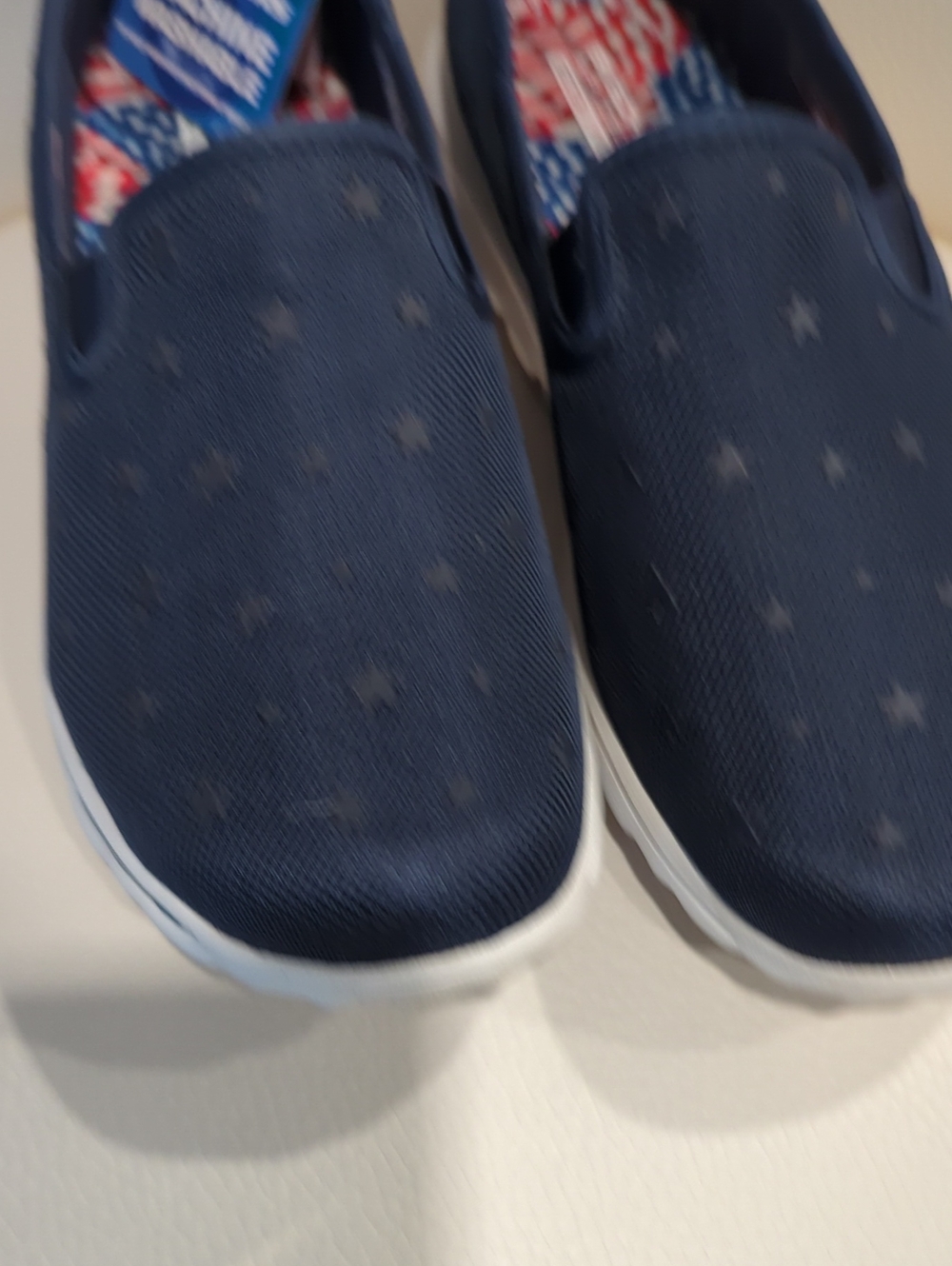 Skechers Go Walk Travel Navy Slip-On Women's Flats with White Sole - Picture 2 of 4